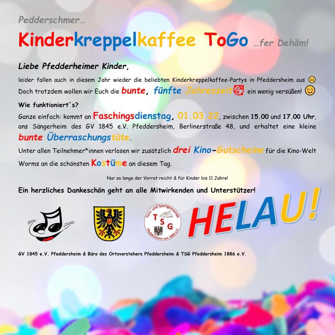 Plakat zum Kinderkreppelkaffee „TO GO“